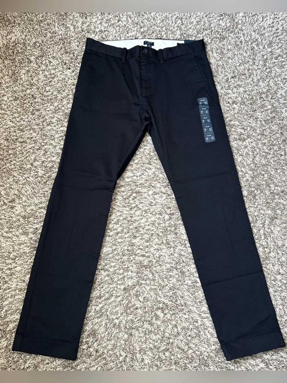 J. Crew Flex Men's Slim Fit Black Chino Pants, 31x32, NWT